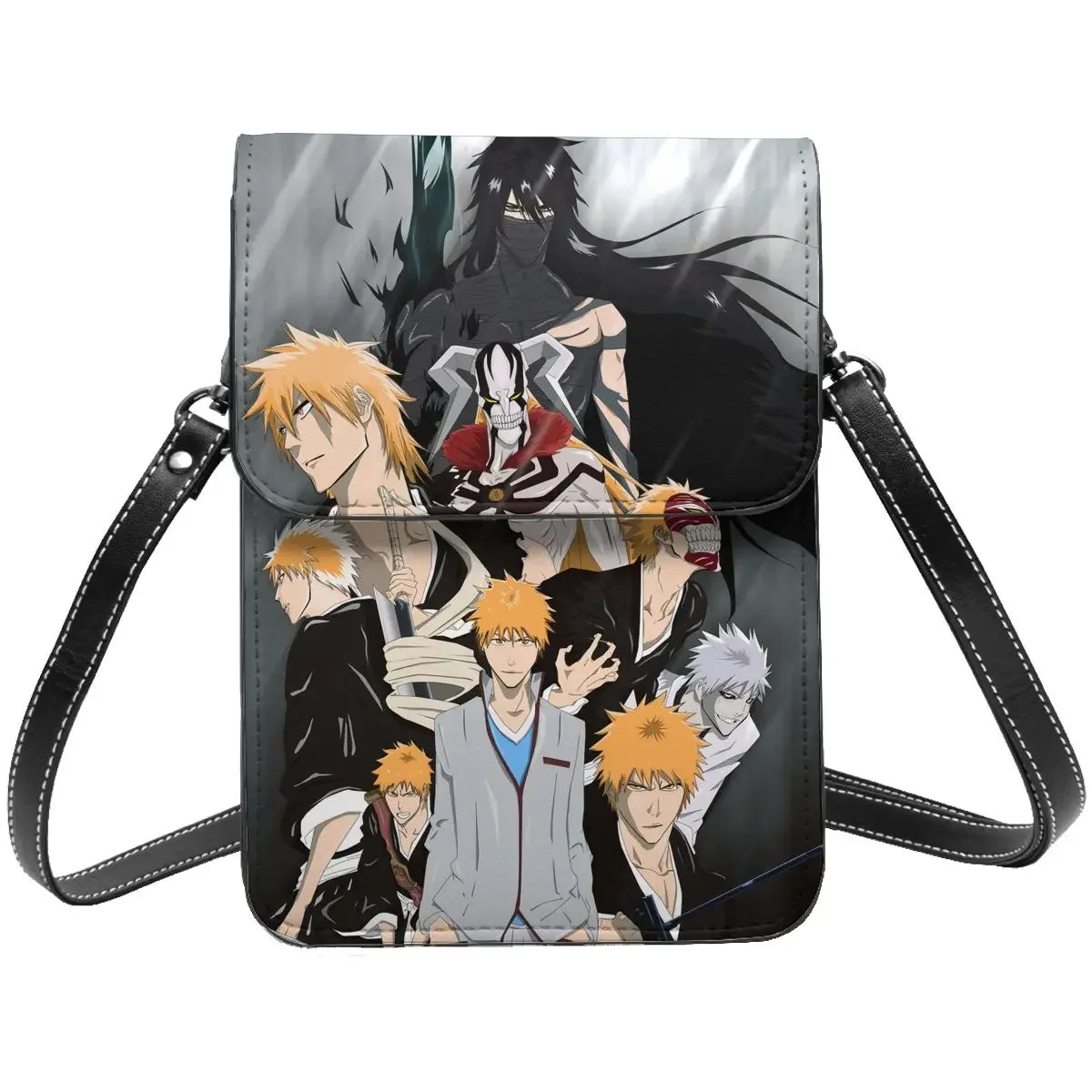 Anime BLEACH Kurosaki Ichigo Crossbody Wallet Cell Phone Bag Shoulder Bag Cell Phone Purse Adjustable Strap