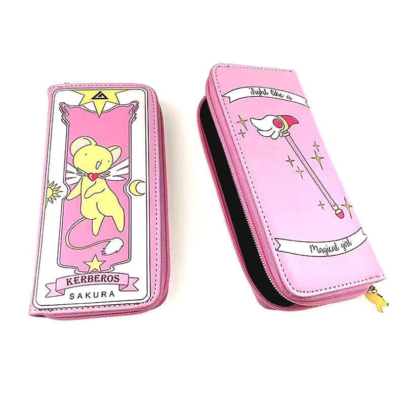 Anime Card Captor Sakura Colorful PU Leather Long Wallet CERBERUS Women's Clutch Purse