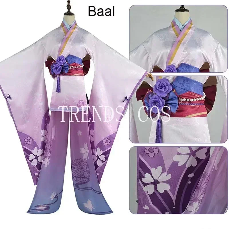 Anime Cosplay Raiden Ei Beelzebul Cosplay Costume Raiden Shogun Kimono Beelzebul Outfits for Comic Con Halloween Party