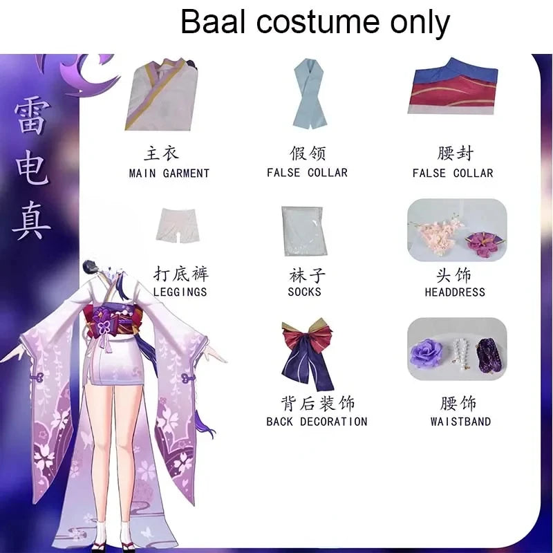 Anime Cosplay Raiden Ei Beelzebul Cosplay Costume Raiden Shogun Kimono Beelzebul Outfits for Comic Con Halloween Party