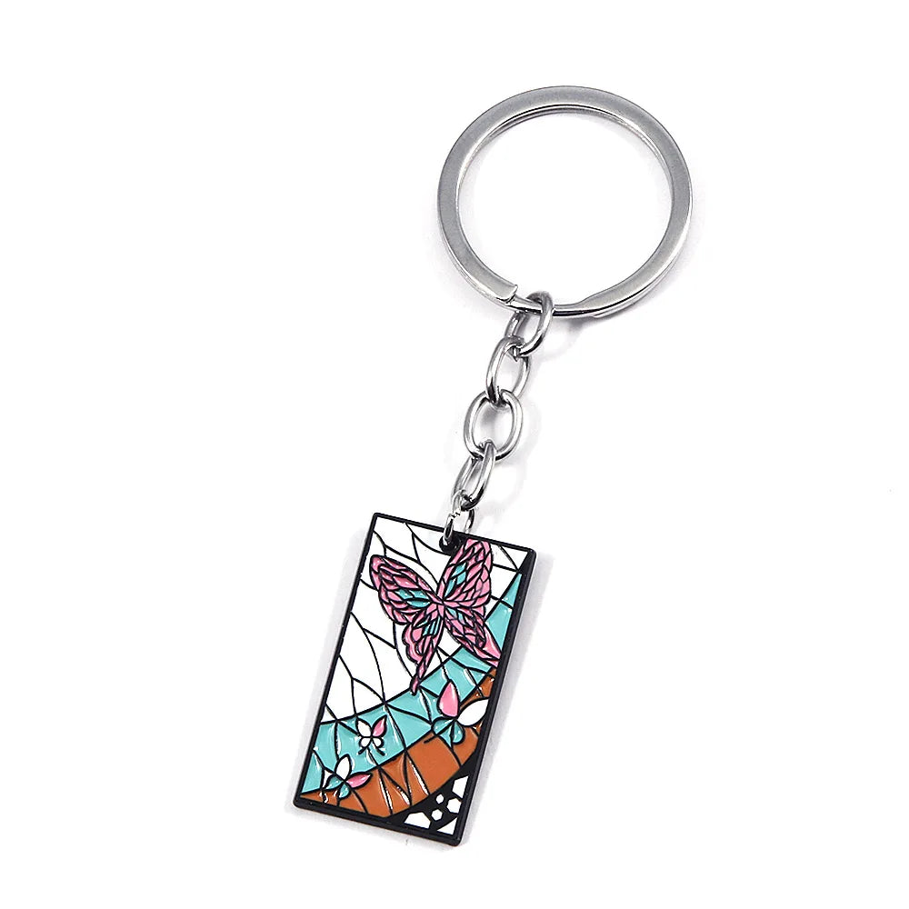 Anime Demon Slayer Keychain Kamado Tanjirou Acrylic Fashion Trend Key Ring For Earring For Women Men Gift Decoration Car Jewelry