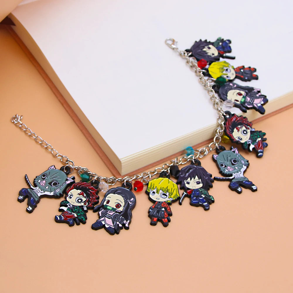 Anime Demon Slayer Kimetsu no Yaiba Bracelet Tanjirou Nezuko Figure Cosplay Metal Bangles For Women Men Cartoon Jewelry Gift