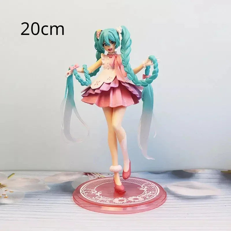 Anime Figure Collection: Hatsune Miku Statue Figurines and Case Widget