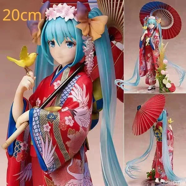 Anime Figure Collection: Hatsune Miku Statue Figurines and Case Widget