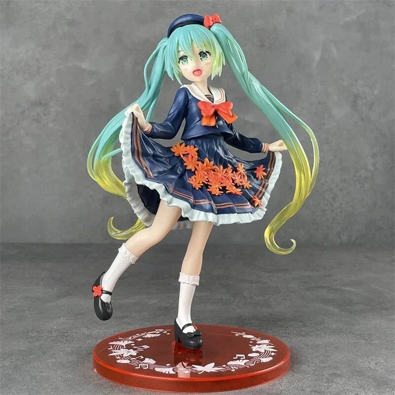 Anime Figure Collection: Hatsune Miku Statue Figurines and Case Widget