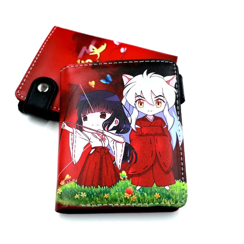 Anime Inuyasha Higurashi Kagome Kikyou Button Wallet Cartoon Coin Card Purse