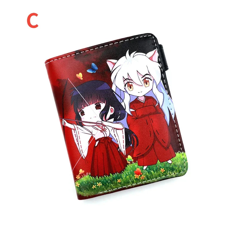 Anime Inuyasha Higurashi Kagome Kikyou Button Wallet Cartoon Coin Card Purse