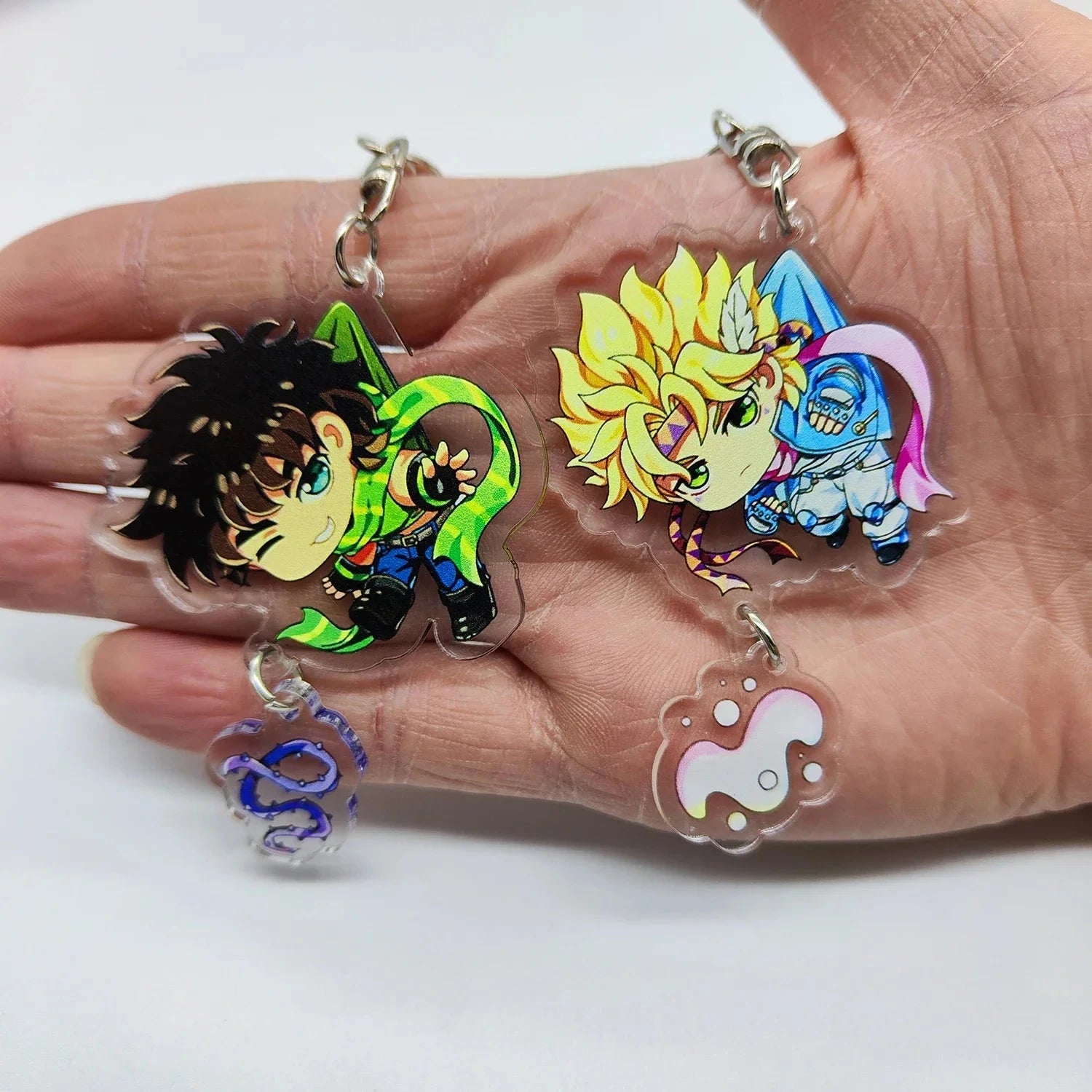 Anime Keychain Bizarre Adventure for Women Accessories Cute Bag Pendant Key Ring Acrylic Cartoon Friends Gift