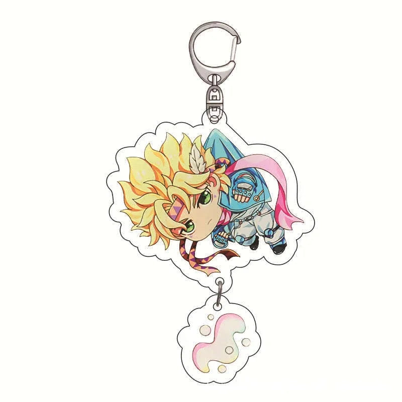 Anime Keychain Bizarre Adventure for Women Accessories Cute Bag Pendant Key Ring Acrylic Cartoon Friends Gift