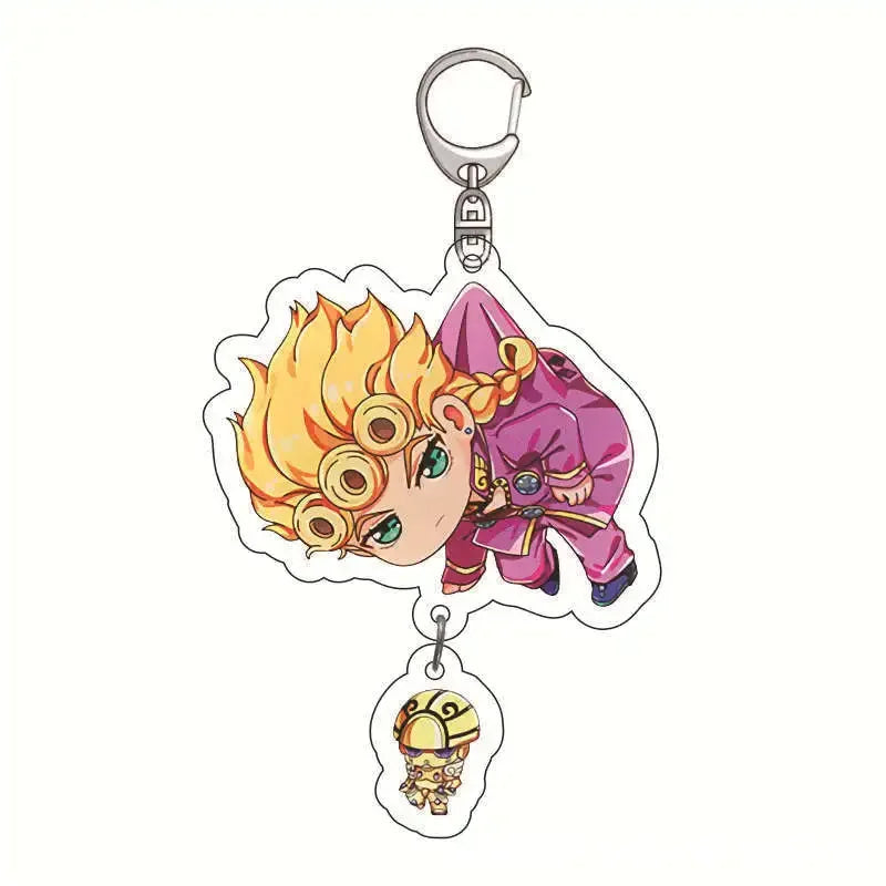 Anime Keychain Bizarre Adventure for Women Accessories Cute Bag Pendant Key Ring Acrylic Cartoon Friends Gift