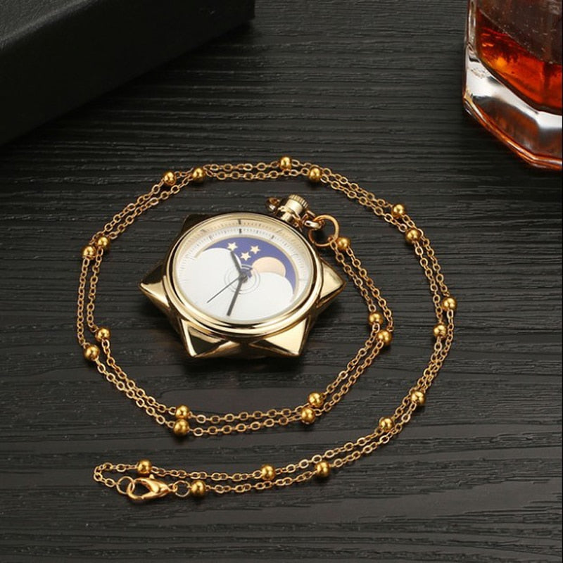 Anime Sailor Moon 20th Anniversary Crystal Star Model Toy Pocket Gold Pocket Watch Necklace Metal Pendant Cosplay Jewelry Gift