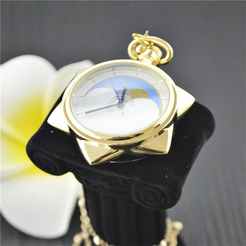 Anime Sailor Moon 20th Anniversary Crystal Star Model Toy Pocket Gold Pocket Watch Necklace Metal Pendant Cosplay Jewelry Gift