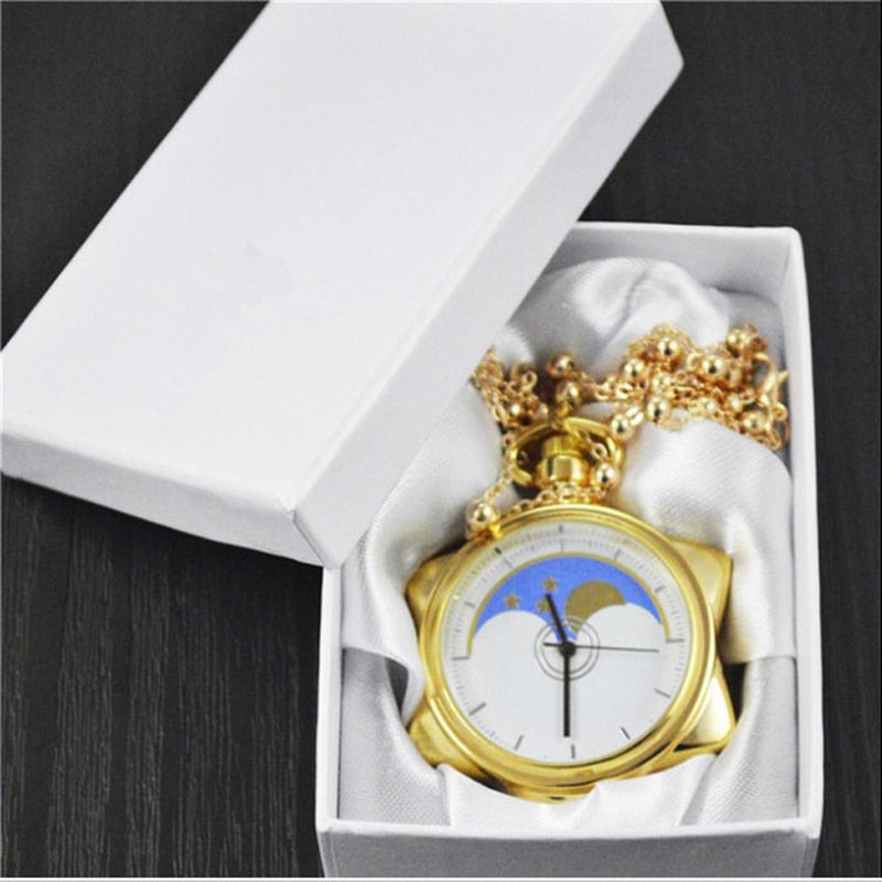 Anime Sailor Moon 20th Anniversary Crystal Star Model Toy Pocket Gold Pocket Watch Necklace Metal Pendant Cosplay Jewelry Gift