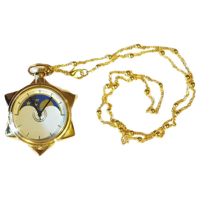 Anime Sailor Moon 20th Anniversary Crystal Star Model Toy Pocket Gold Pocket Watch Necklace Metal Pendant Cosplay Jewelry Gift