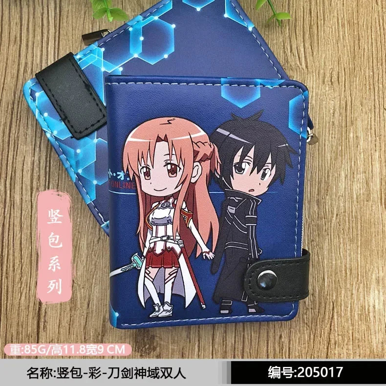 Anime Sword Art Online SAO Kirito Mens PU Short Wallet Asuna Card Holders with Coin Pocket