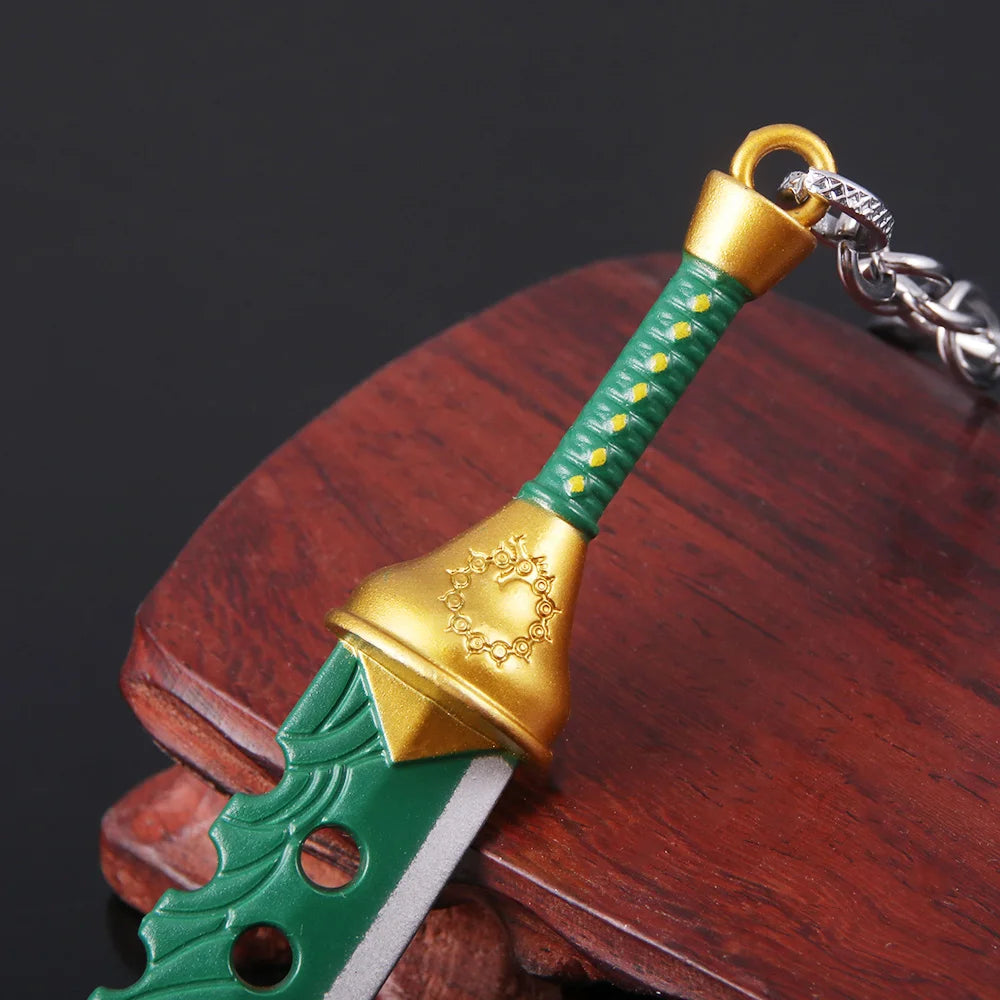 Anime The Seven Deadly Sins Keychain Meliodas Lost Bane Sword Key Chains Metal Weapon Model Pendant Keyring Jewelry