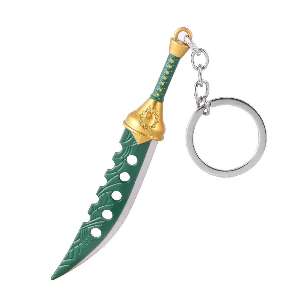 Anime The Seven Deadly Sins Keychain Meliodas Lost Bane Sword Key Chains Metal Weapon Model Pendant Keyring Jewelry