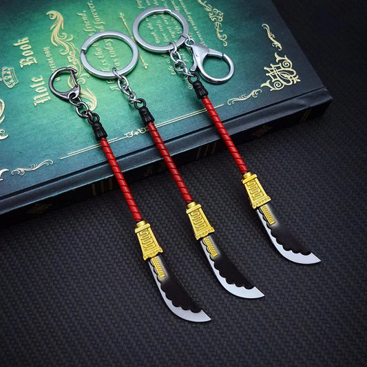 Anime White Beard Keychain Edward Newgate Sword Weapon Key Chain Keyring Keychains for Men Women Game Accessories Car Key Ring