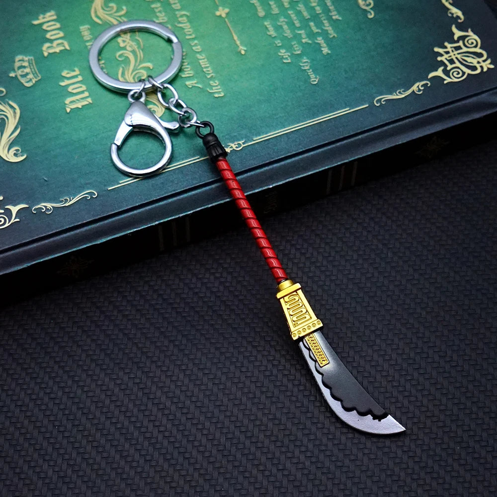 Anime White Beard Keychain Edward Newgate Sword Weapon Key Chain Keyring Keychains for Men Women Game Accessories Car Key Ring