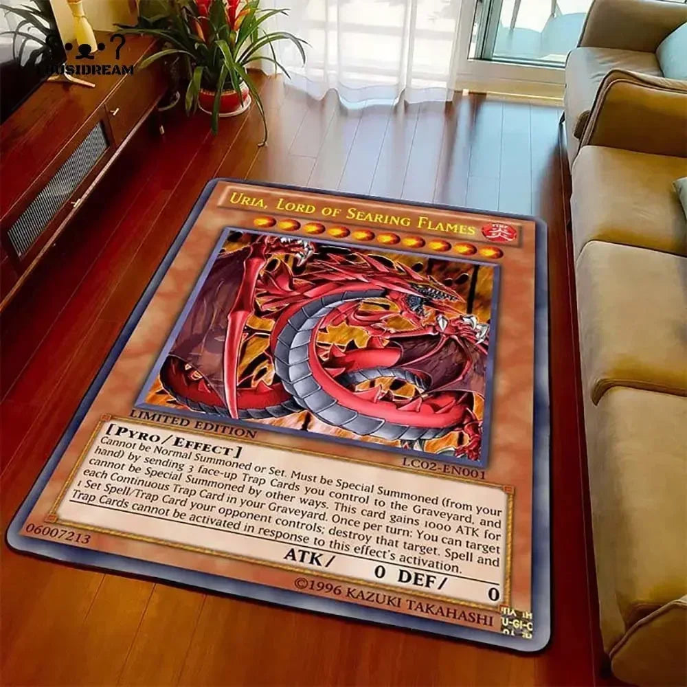 Anime Yu Gi Oh Card Yugioh Blue Eyes White Dragon Carpet Cartoon Floor Mat Living Room Bedroom Area Rug Christmas Family Gift