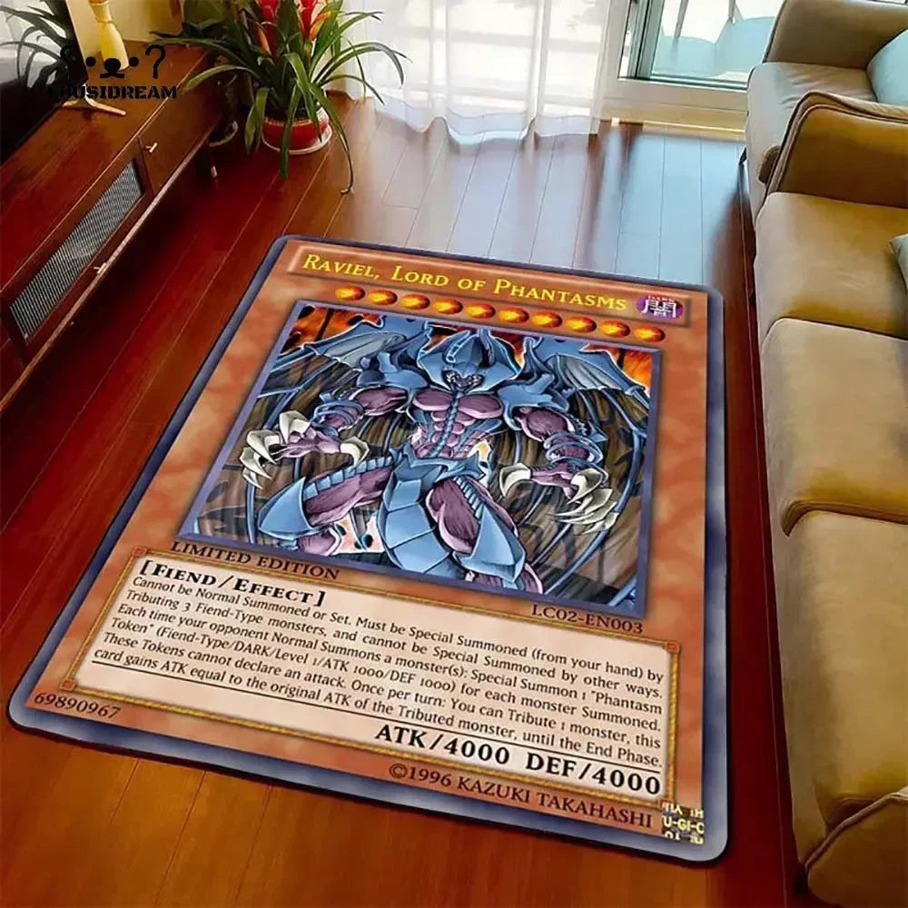 Anime Yu Gi Oh Card Yugioh Blue Eyes White Dragon Carpet Cartoon Floor Mat Living Room Bedroom Area Rug Christmas Family Gift