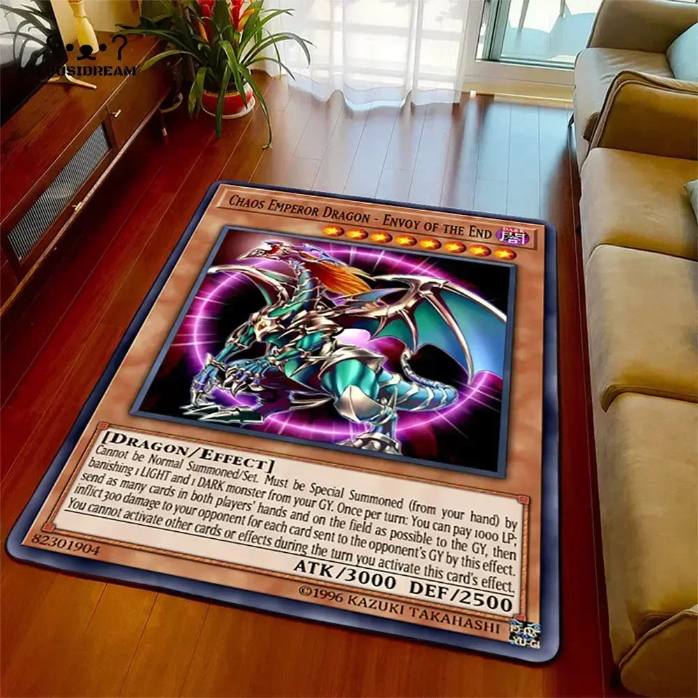 Anime Yu Gi Oh Card Yugioh Blue Eyes White Dragon Carpet Cartoon Floor Mat Living Room Bedroom Area Rug Christmas Family Gift