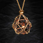 Antique Gold Metal Hollow 3D Dragon D&D Dice Set