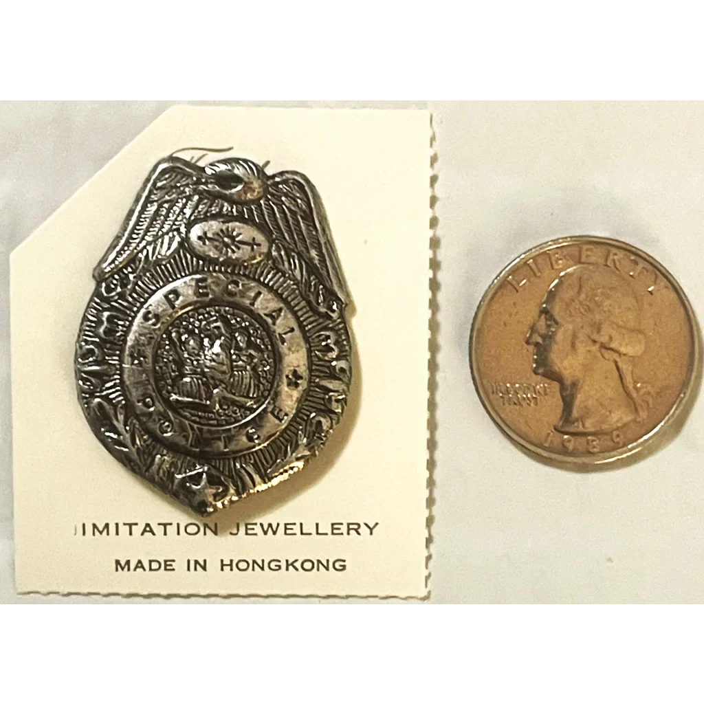 Rare Antique Vintage 1950s Special Police Badge with Original Card