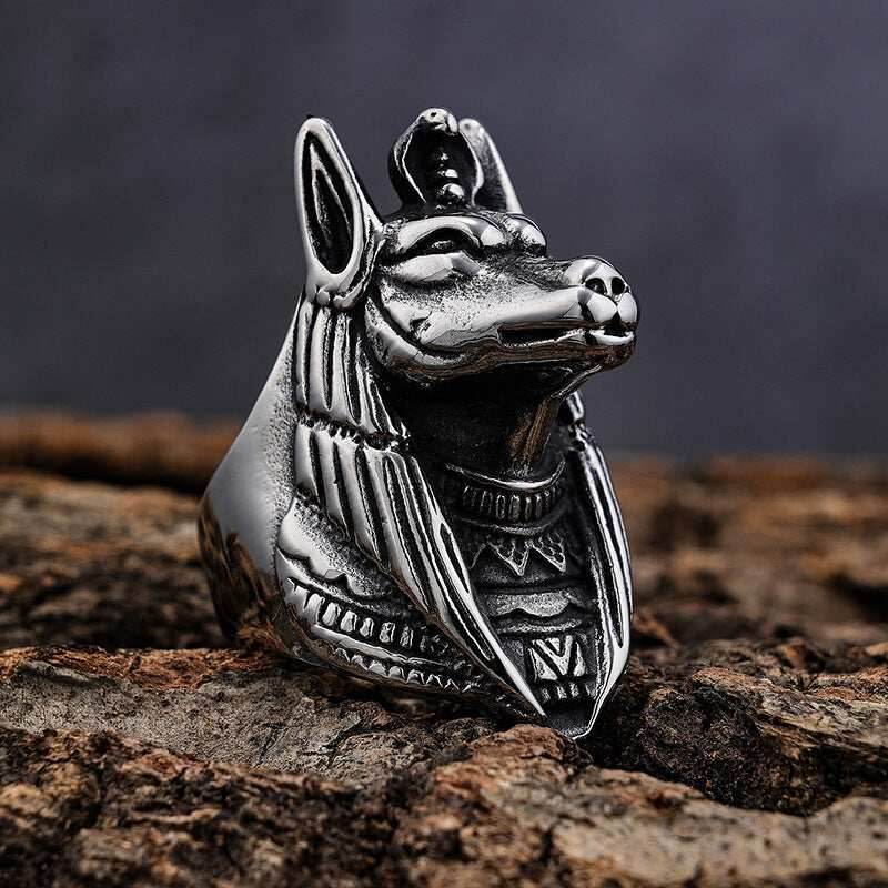 Anubis Stainless Steel Egyptian Mythology Ring - 7