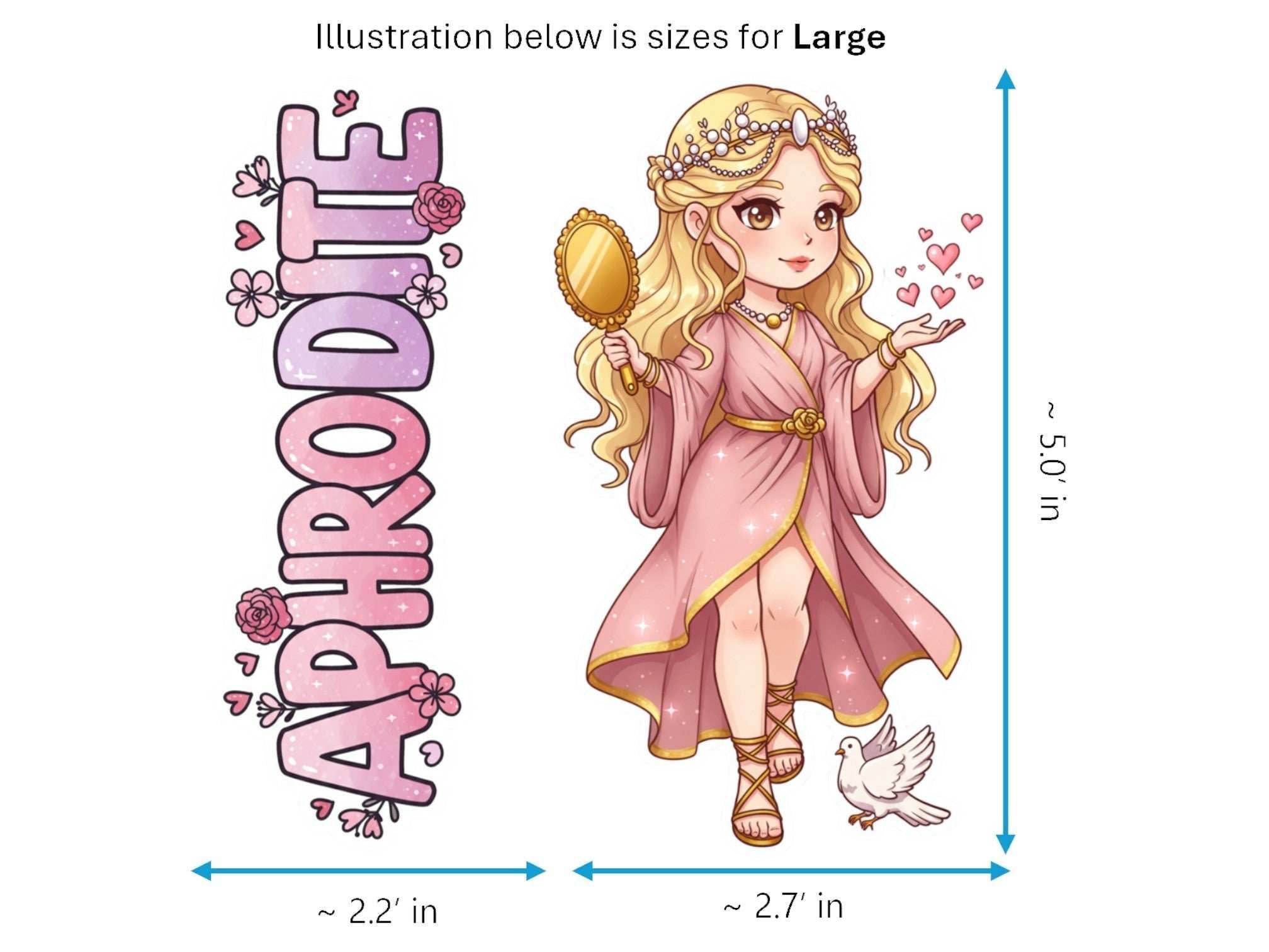 Aphrodite Sticker and Magnet – Ourania Mythkins™ – Greek Goddess of Love and Beauty | Waterproof & UV-Proof - Sticker / Large