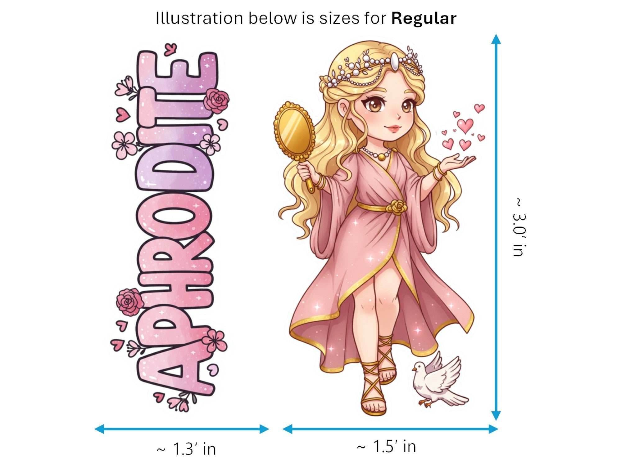 Aphrodite Sticker and Magnet – Ourania Mythkins™ – Greek Goddess of Love and Beauty | Waterproof & UV-Proof - Sticker / Regular