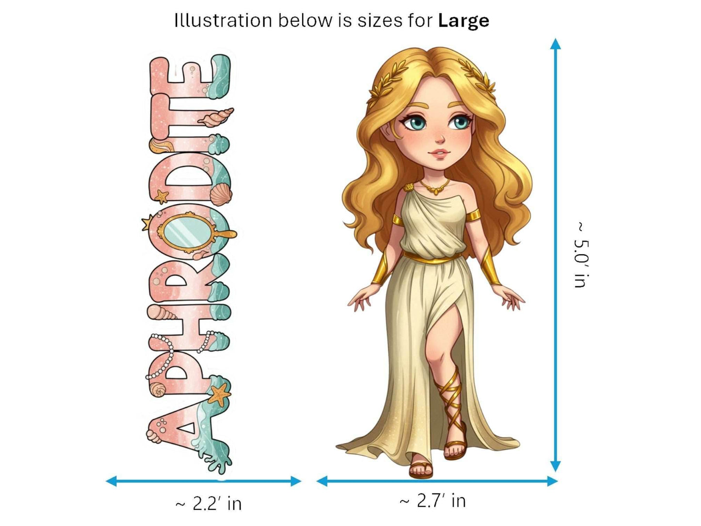 Aphrodite Sticker and Magnet – Pandemos Mythkins™ – Greek Goddess of Love and Beauty | Waterproof & UV-Proof - Sticker / Large