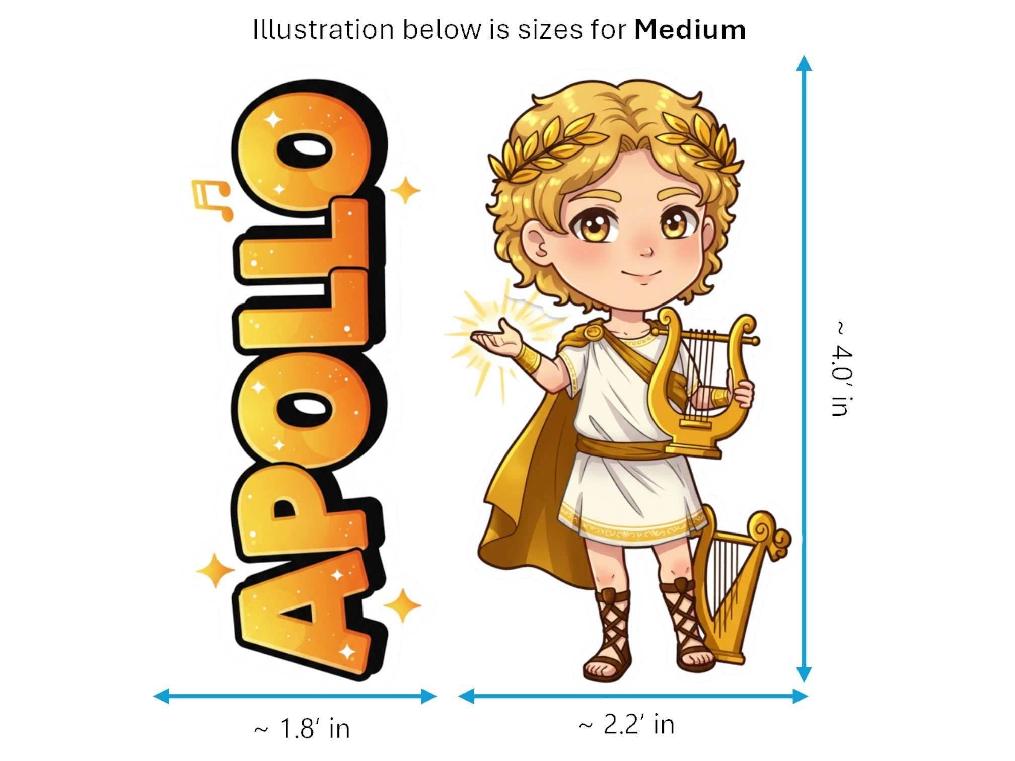 Apollo Sticker and Magnet – Phoebus Mythkins™ – Greek God of Music and Light | Waterproof & UV-Proof - Sticker / Medium