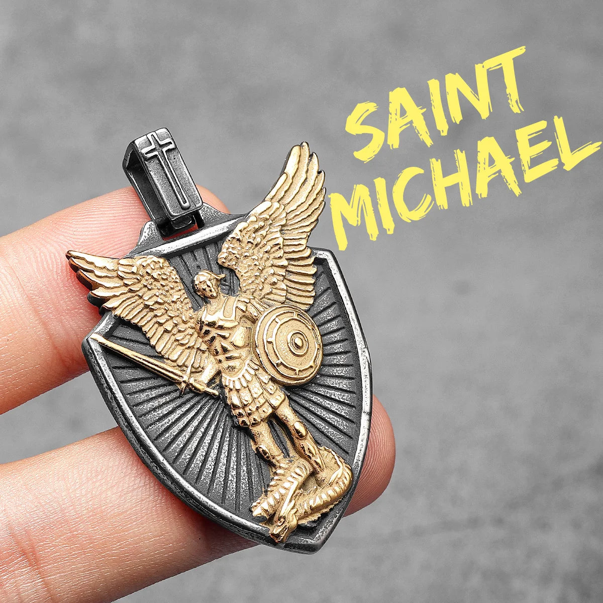 Archangel Guardian Pendant 316L Stainless Steel Necklaces St.Michael Wing Men Chain Amulet Rock Punk Jewelry Xmas Gift Wholesale