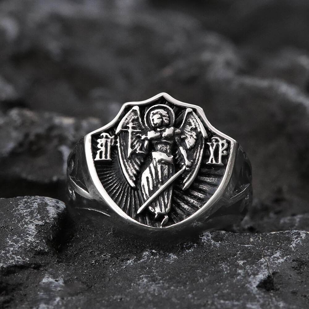 Archangel Guardian Stainless Steel Ring - Stainless Steel / 7