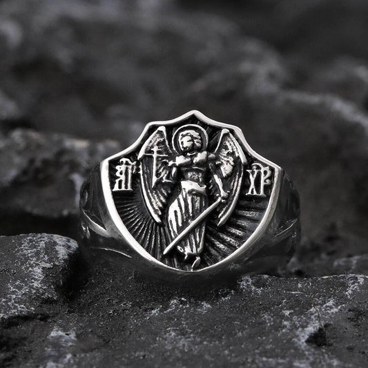 Archangel Guardian Stainless Steel Ring - Stainless Steel / 7