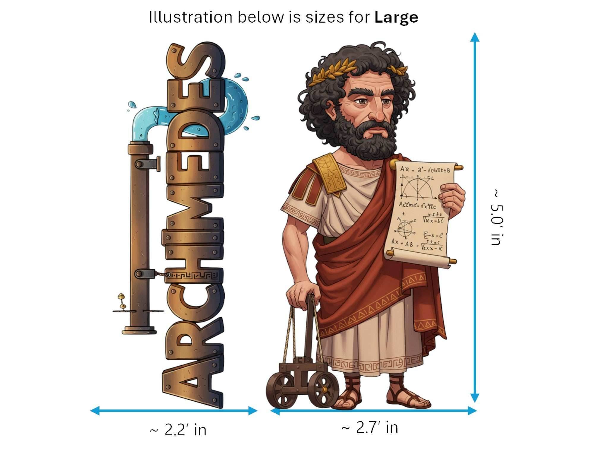 Archimedes Sticker and Magnet – the Master Geometer Philkins™ – Ancient Greek Mathematician and Inventor | Waterproof & UV-Proof - Sticker / Large