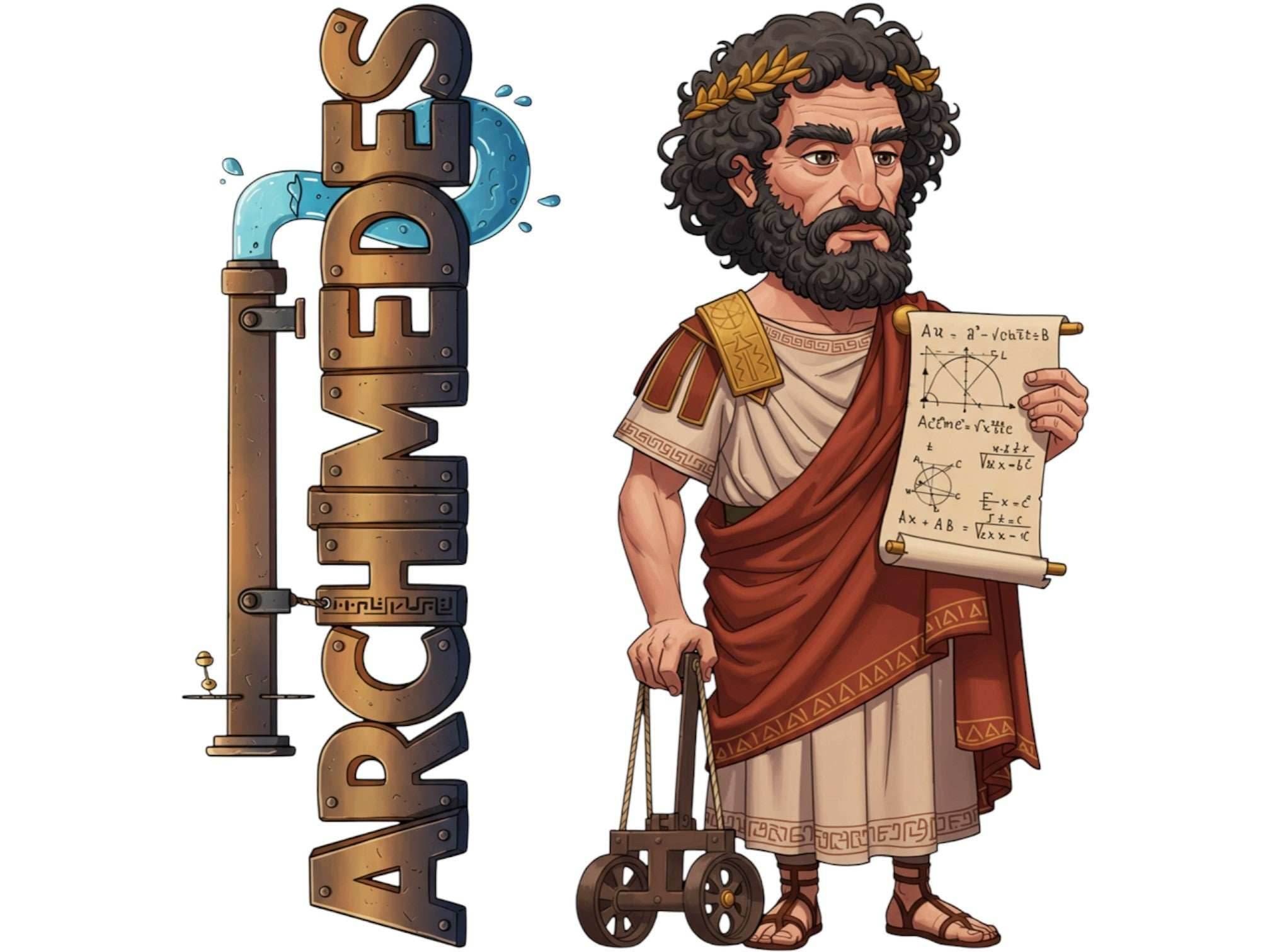 Archimedes Sticker and Magnet – the Master Geometer Philkins™ – Ancient Greek Mathematician and Inventor | Waterproof & UV-Proof - Sticker / Mini