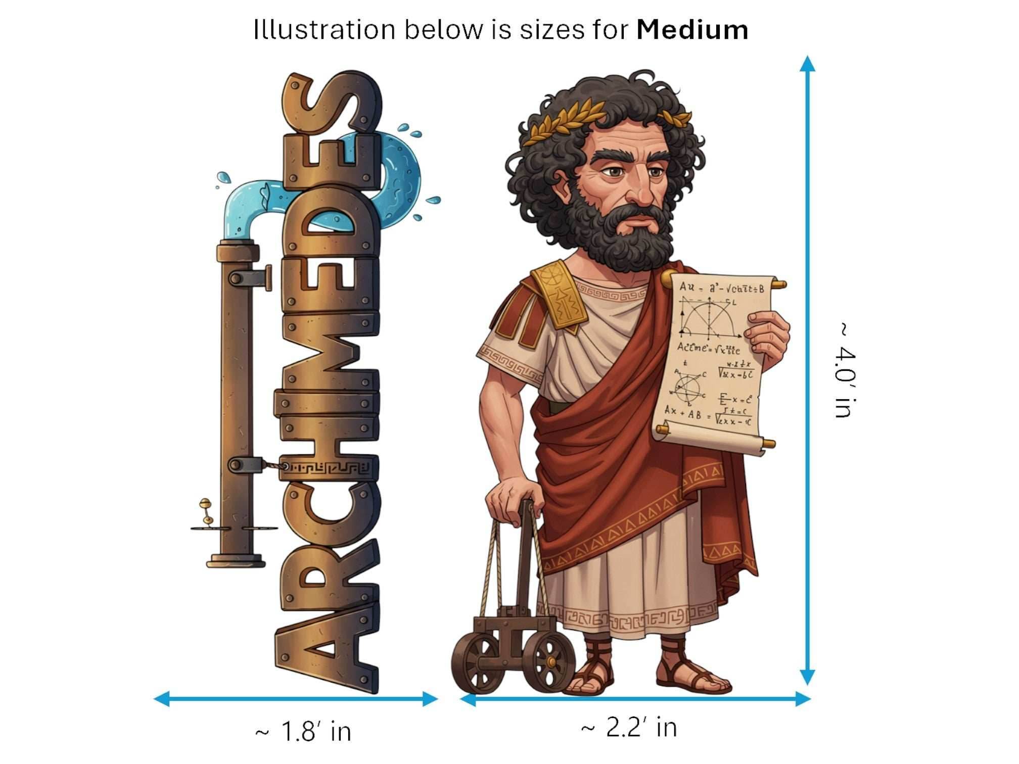 Archimedes Sticker and Magnet – the Master Geometer Philkins™ – Ancient Greek Mathematician and Inventor | Waterproof & UV-Proof - Sticker / Medium