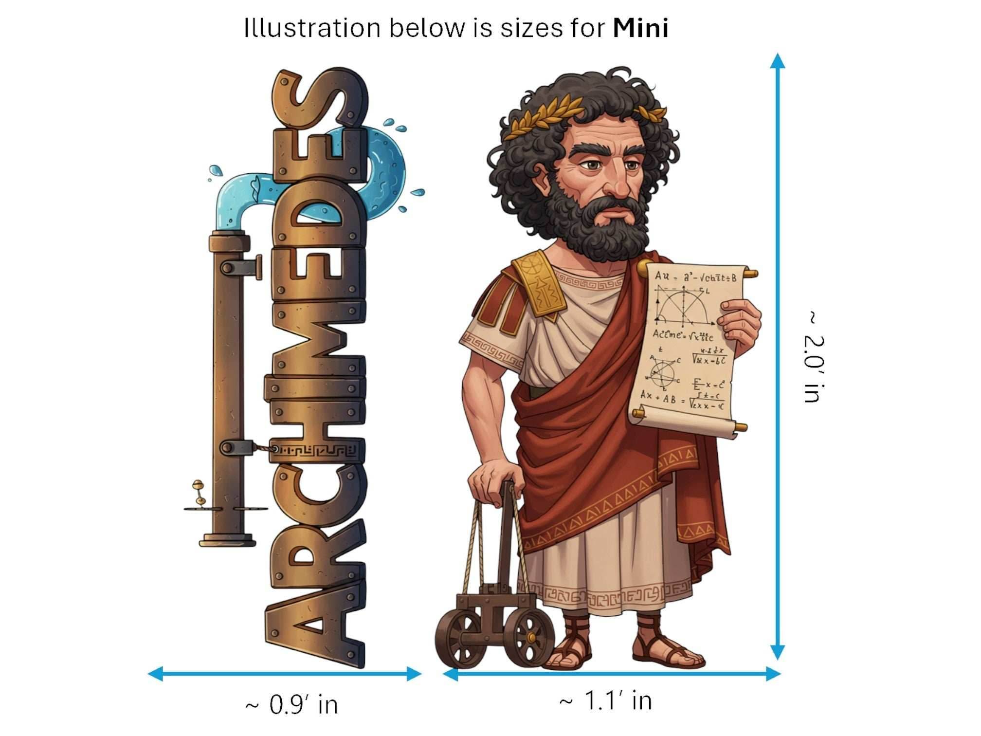 Archimedes Sticker and Magnet – the Master Geometer Philkins™ – Ancient Greek Mathematician and Inventor | Waterproof & UV-Proof - Sticker / Mini
