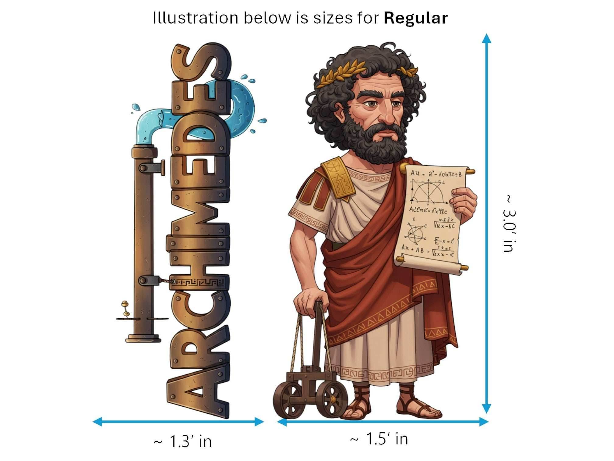 Archimedes Sticker and Magnet – the Master Geometer Philkins™ – Ancient Greek Mathematician and Inventor | Waterproof & UV-Proof - Sticker / Regular