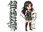 Artemis Sticker and Magnet – Agrotera Mythkins™ – Greek Goddess of the Hunt | Waterproof & UV-Proof - Sticker / Mini