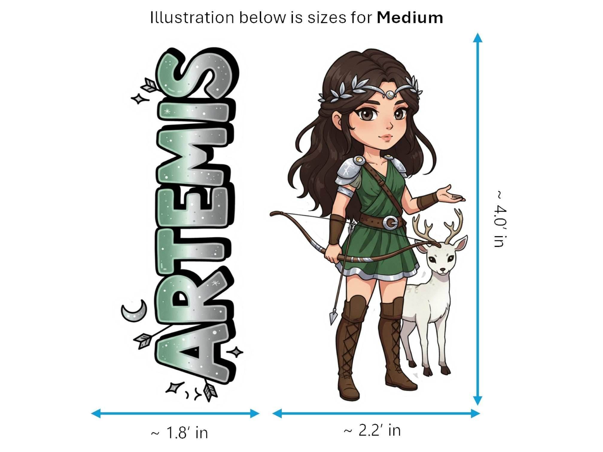 Artemis Sticker and Magnet – Agrotera Mythkins™ – Greek Goddess of the Hunt | Waterproof & UV-Proof - Sticker / Medium