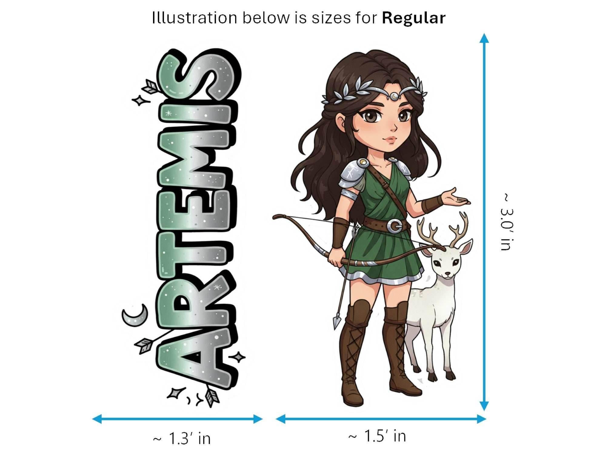 Artemis Sticker and Magnet – Agrotera Mythkins™ – Greek Goddess of the Hunt | Waterproof & UV-Proof - Sticker / Regular