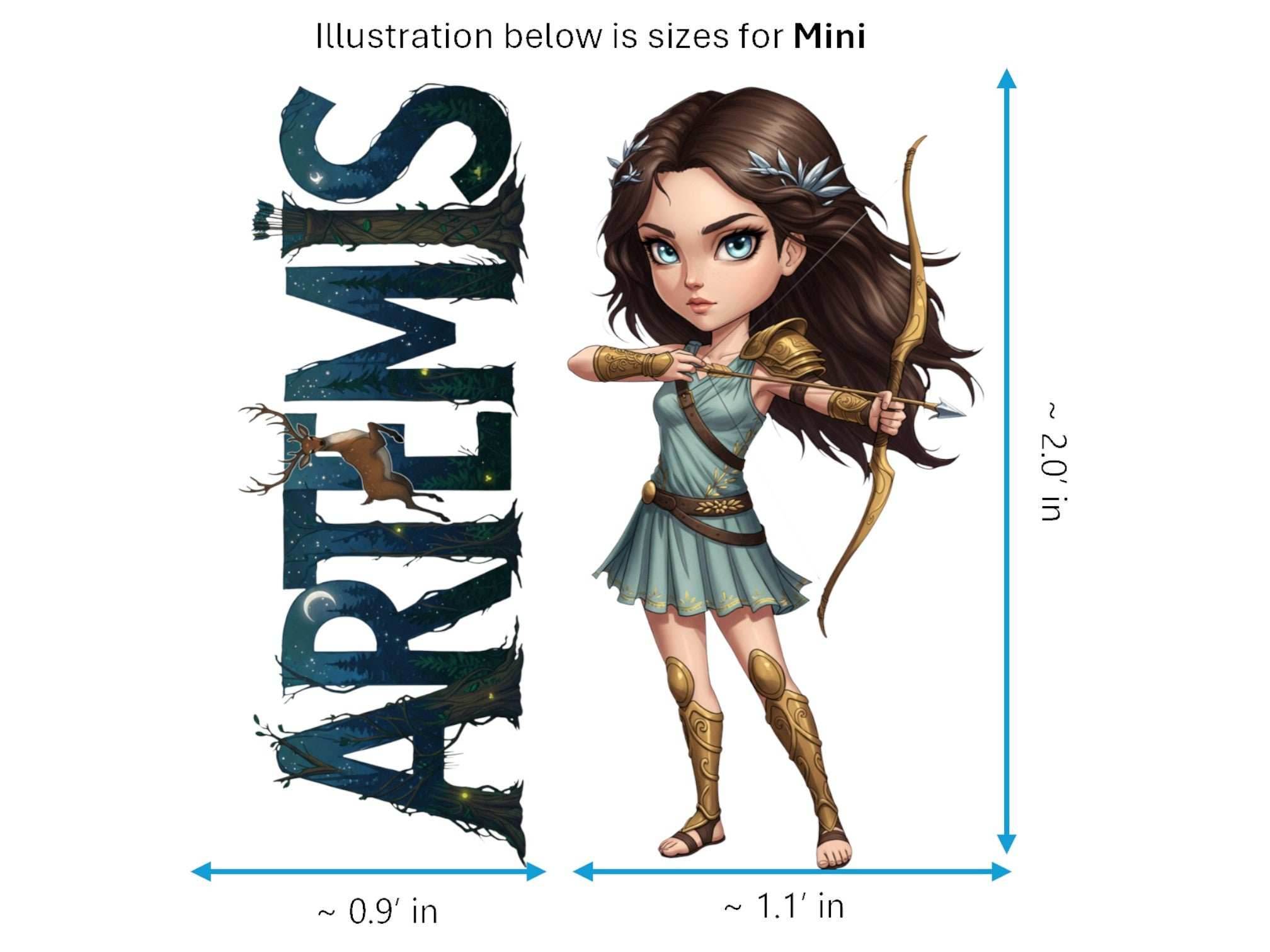 Artemis Sticker and Magnet – Iokheira Mythkins™ – Greek Goddess of the Hunt | Waterproof & UV-Proof - Sticker / Mini
