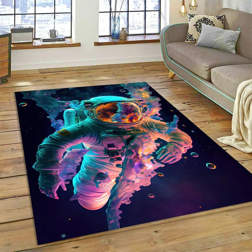 Astronaut Universe Spaceman Outer Space Cartoon Carpet Rug for Home Living Room Bedroom Sofa Doormat Decor,Kid Area Rug Non-slip