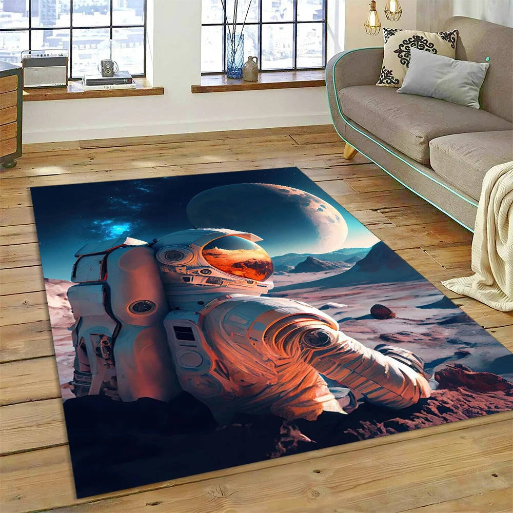 Astronaut Universe Spaceman Outer Space Cartoon Carpet Rug for Home Living Room Bedroom Sofa Doormat Decor,Kid Area Rug Non-slip