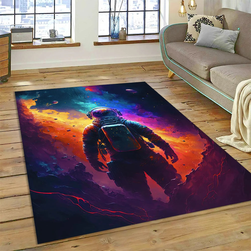 Astronaut Universe Spaceman Outer Space Cartoon Carpet Rug for Home Living Room Bedroom Sofa Doormat Decor,Kid Area Rug Non-slip