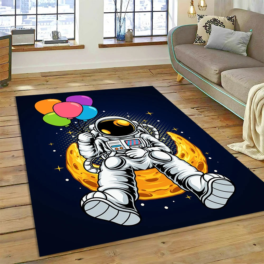 Astronaut Universe Spaceman Outer Space Cartoon Carpet Rug for Home Living Room Bedroom Sofa Doormat Decor,Kid Area Rug Non-slip