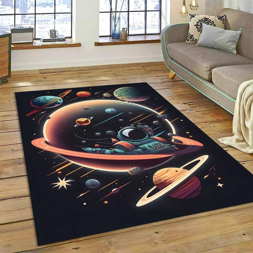 Astronaut Universe Spaceman Outer Space Cartoon Carpet Rug for Home Living Room Bedroom Sofa Doormat Decor,Kid Area Rug Non-slip